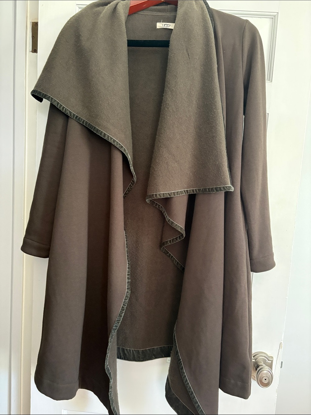 UGG Draped Open-Front Cardigan in Taupe Brown